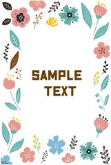 手書き　北欧風植物のカラフルなグリーティングカード