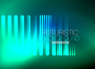 Bright neon color techno abstract background, shiny glowing neon lines in the dark background