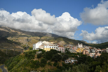 Fototapeta na wymiar Panoramic view of of San Nicola Arcella, a tourist resort in the Calabria region of Italy.