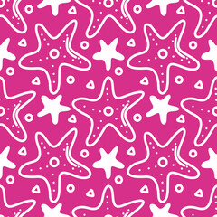 Fototapeta na wymiar seamless starfish pattern doodles