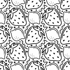 seamless pattern doodles of summer fruits