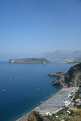 Fototapeta na wymiar Panoramic view of the coast of San Nicola Arcella, a tourist resort in the Calabria region of Italy.