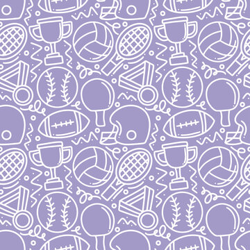 seamless doodles of sports elements