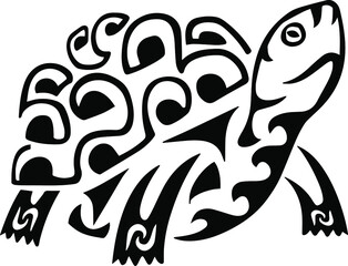 Tribal turtle tattoo vector art. Polynesian design pattern, isolated shape illustration