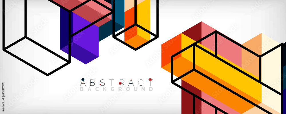 Poster abstract background. 3d cubes, cubic elements and blocks. techno or business concept for wallpaper, 