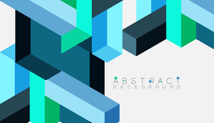 Obraz premium Abstract background. 3d cubes, cubic elements and blocks. Techno or business concept for wallpaper, banner, background, landing page
