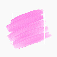 Logo brush stroke watercolor paint background vector over square frame. Perfect design for headline and sale banner. 