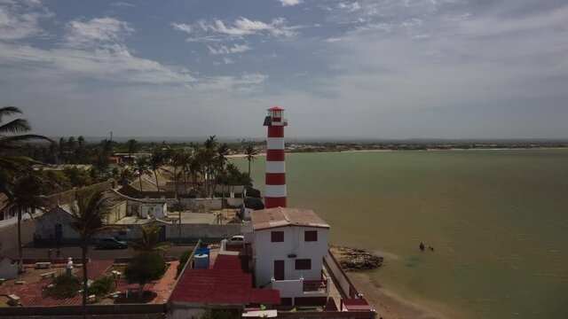 Aerial shot over the lighthouse of Adícora, Falcón state, Venezuela