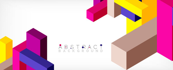 Abstract background. 3d cubes, cubic elements and blocks. Techno or business concept for wallpaper, banner, background, landing page