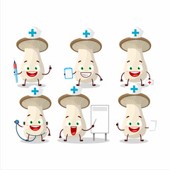 Doctor profession emoticon with king trumpet cartoon character