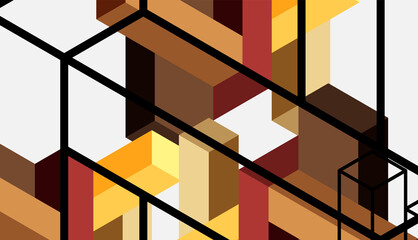 Abstract background. 3d cubes, cubic elements and blocks. Techno or business concept for wallpaper, banner, background, landing page