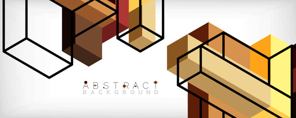 Abstract background. 3d cubes, cubic elements and blocks. Techno or business concept for wallpaper, banner, background, landing page