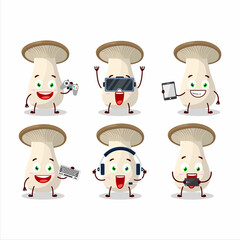 King trumpet cartoon character are playing games with various cute emoticons