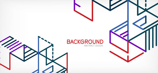 Abstract background. Color lines on white background. Linear abstract composition. Techno or business concept for wallpaper, banner, background, landing page