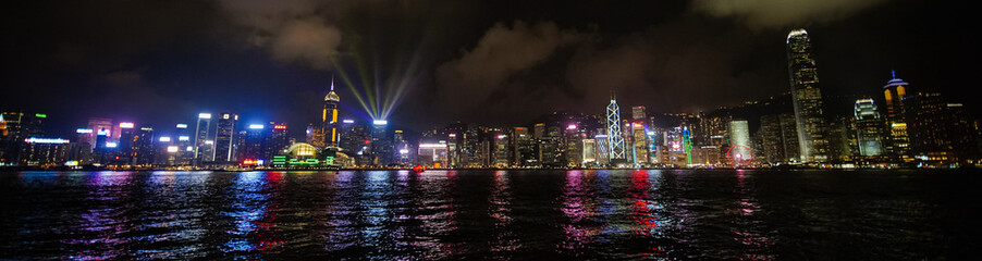 Naklejka premium Hong Kong Symphony of lights skyline nights