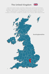 Map United Kingdom, UK, GB, county Buckinghamshire