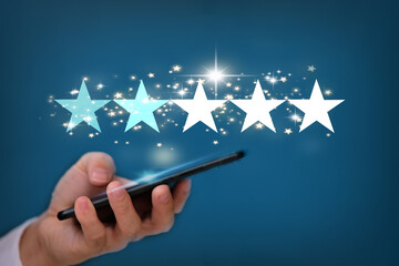 Star rating and negative reviews concept, reputation management and customer relations, Positive...