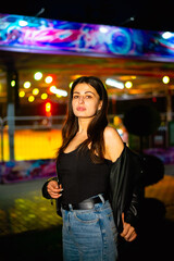 Night portrait of a charismatic girl