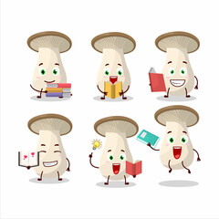 A picture of king trumpet cartoon character concept reading an amusing book