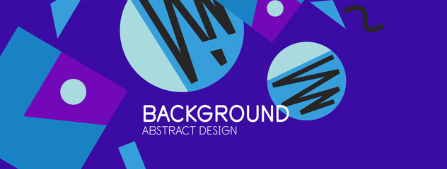 Abstract background. Blocks, lines, triangles, circles composition. Techno or business concept for wallpaper, banner, background, landing page