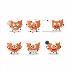 Cartoon character of maple Leaf with various chef emoticons