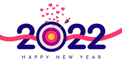 Achievement of the set goal in Happy New Year 2022. Vector illustration.