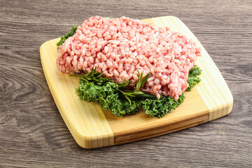 Raw pork minced meat for cooking