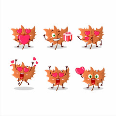 Maple Leaf cartoon character with love cute emoticon