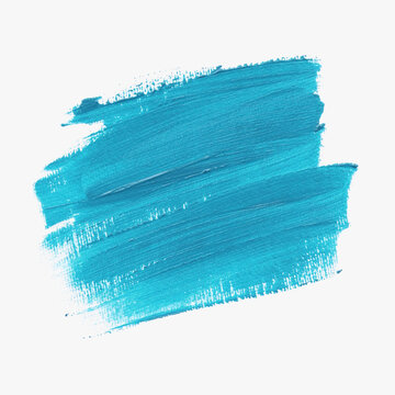 Brush paint stroke acrylic abstract background isolated vector. Blue creative texture design.