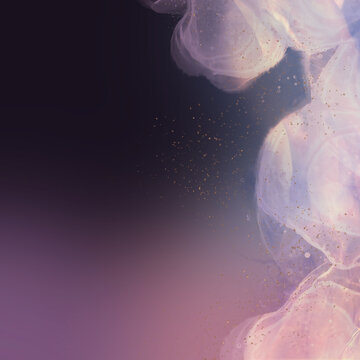 アルコールインク背景）エレガントな光る流動体イメージ　紫　正方形　幻想的　グラデーション