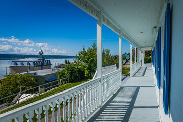 beautiful view on the St Lawrence river from the porch of Chateau-Richer presbytery, near Quebec city (Canada)