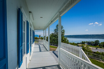beautiful view on the St Lawrence river from the porch of Chateau-Richer presbytery, near Quebec city (Canada)