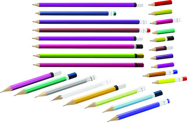 a set of pencils of different colors and sizes