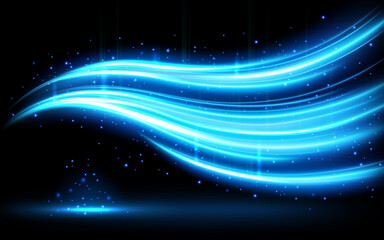 Obraz premium Abstract blue wavy line of light with a transparent background, isolated and easy to edit. Vector Illustration