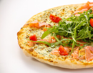 Italian Pizza with salmon and cheese