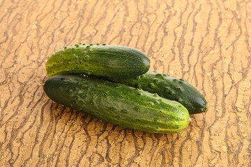 Fersh juicy green cucumbers heap