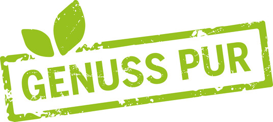 gr&uuml;ner Stempel Genuss pur mit Bl&auml;ttern