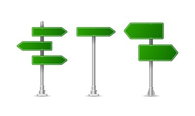 Realistic green street and road signs. City illustration vector. Street traffic sign mockup isolated, signboard or signpost direction mock up image © lucky_xtian