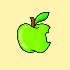 Green apple illustration vector for fruits design, website icon, sign