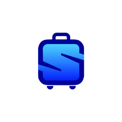 Letter S Logo in Wheeled Travel Bag or Suitcase Shape