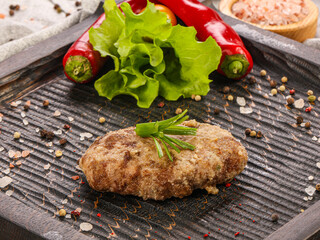 Homemade beef cutlet with minced meat