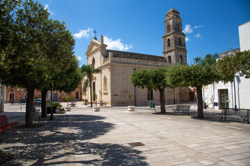 Obraz premium San Donaci, Salento, Apulien, Italien, Rathaus, Kirche, Stadtzentrum