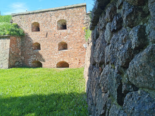 Panzerlaks bastion with loopholes, built in the 16th century, in the city of Vyborg on a clear...