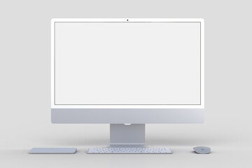 Monitor 24 inch mockup Template For presentation branding, corporate identity, advertising, branding business. 3D rendering