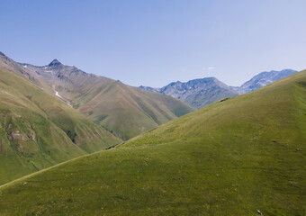 Obraz premium Georgia mountain river green landscape view hiking drone photo