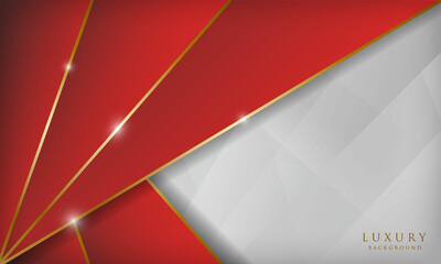 Luxury red and white golden line background.
