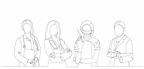 one line drawing portrait of doctor sketch vector