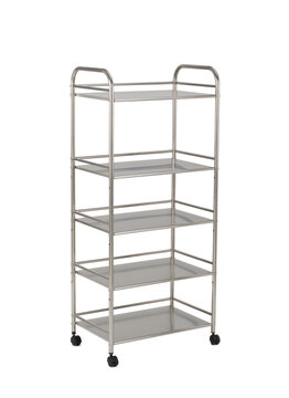 Stainless steel racks with wheels isolated on white background