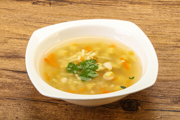 Tasty chicken soup with carrot