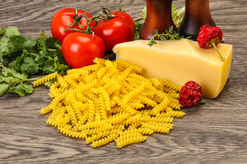 Raw Italian pasta Fusilli for cooking